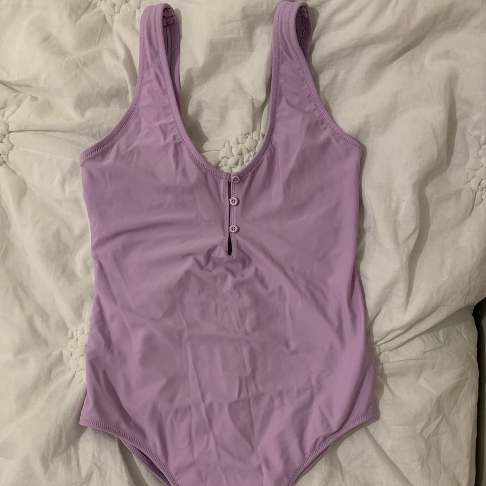 Lavender scoop back one piece bathing suit